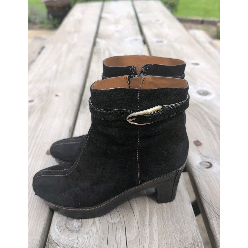 SPRING STEP Women Pallmat Ankle Boot US 9M Black Suede Leather Side Zip Booties